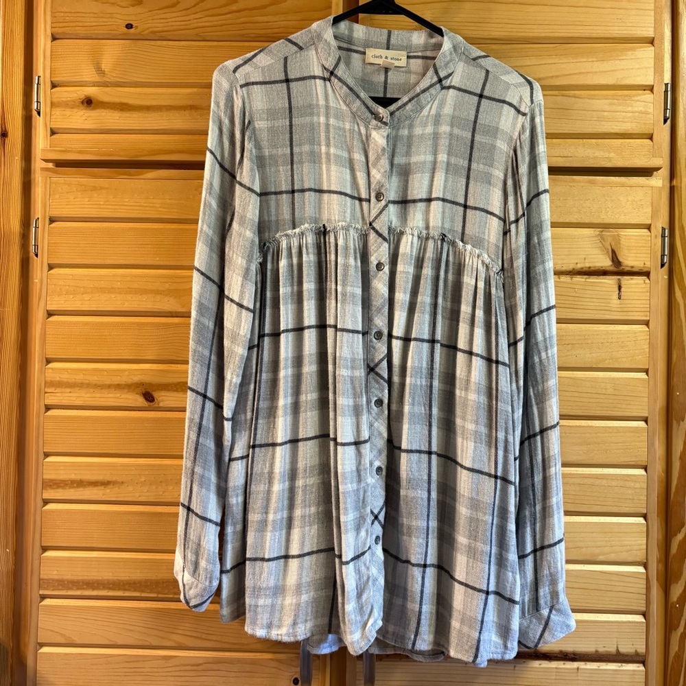 CLOTH & STONE By Anthropologie Plaid Button-Up Women's Top, Size M